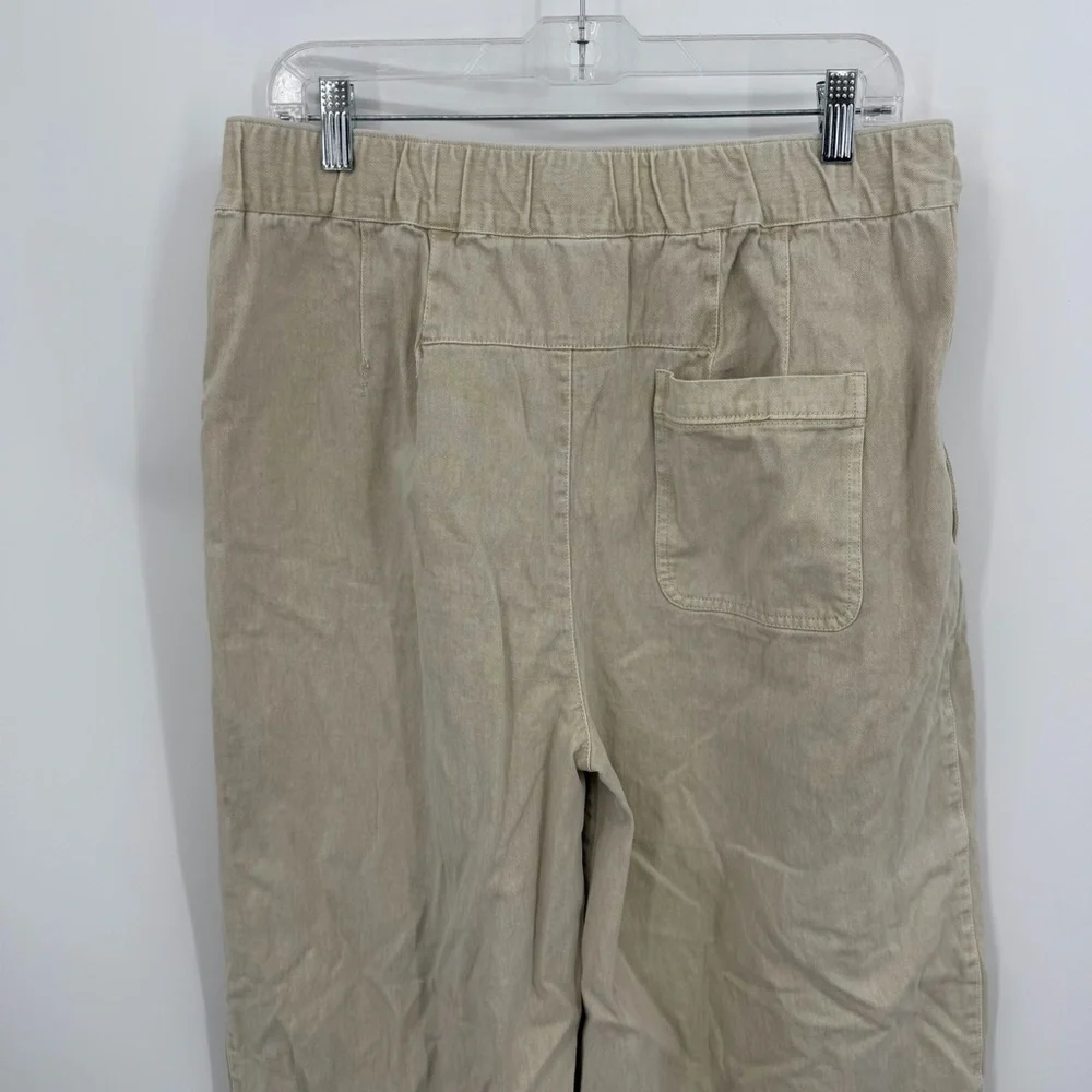 FREE PEOPLE AFTER LOVE CUFF wide leg‎ PANT sz M beige
